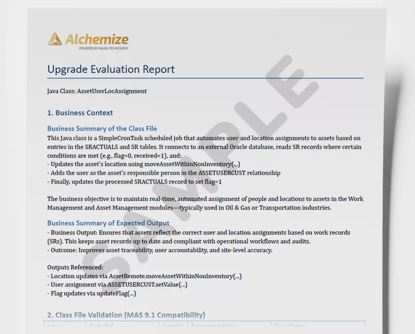 Upgrade Evaluation Report