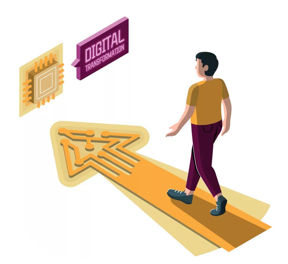Illustration of Maxis Technology's digital transformation process