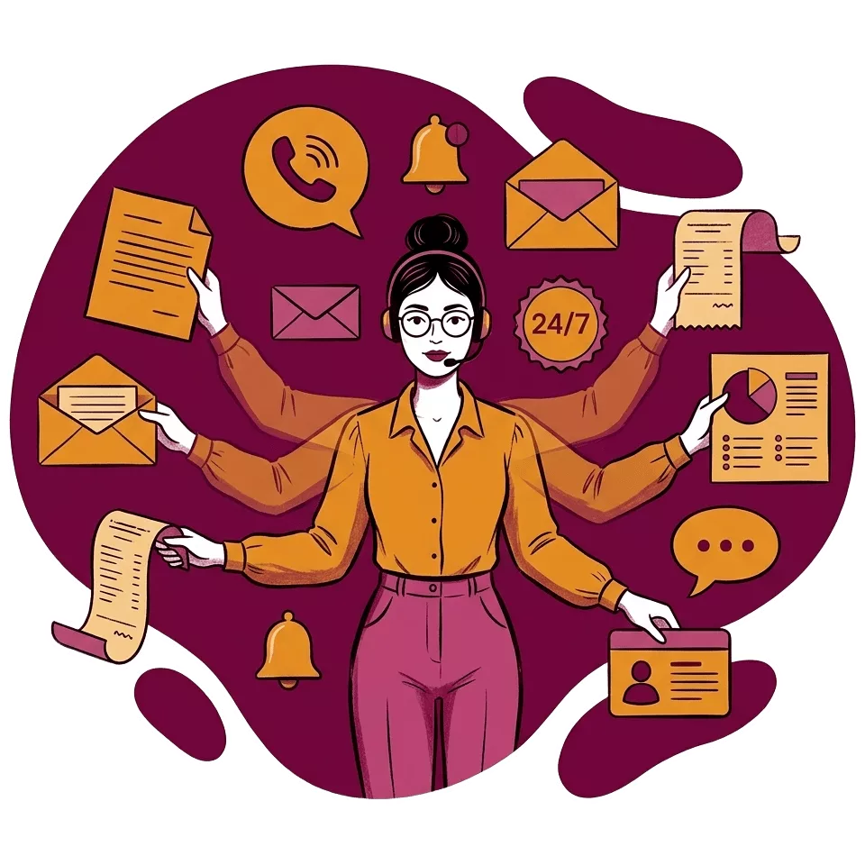 Illustration of a Maxis Technology Help Desk support agente